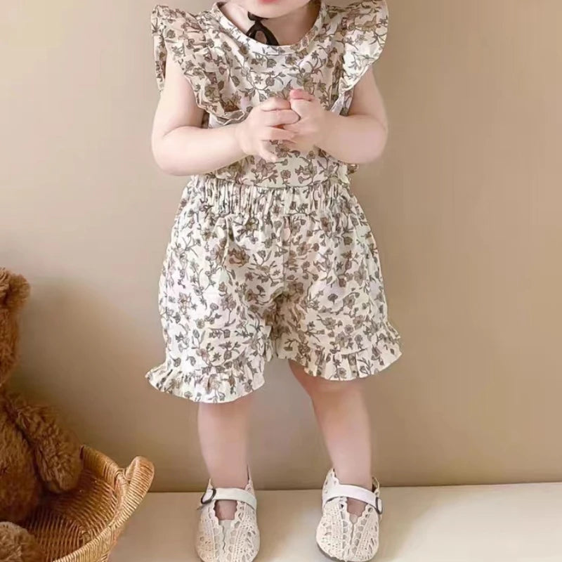 Set Floral Top+Shorts