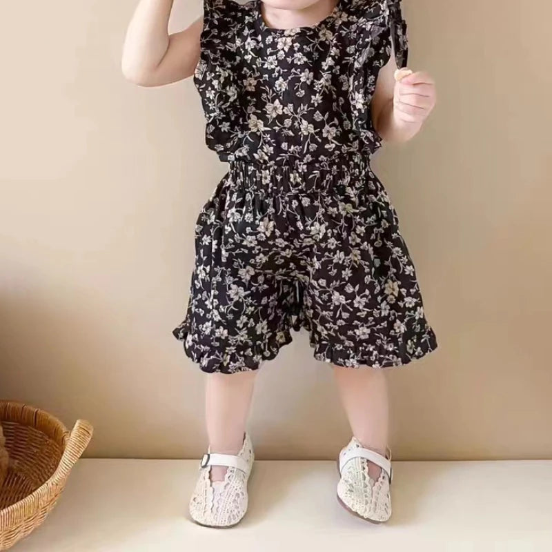Set Floral Top+Shorts